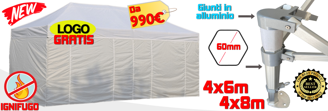 gazebo pieghevole professionale ignifugo alluminio